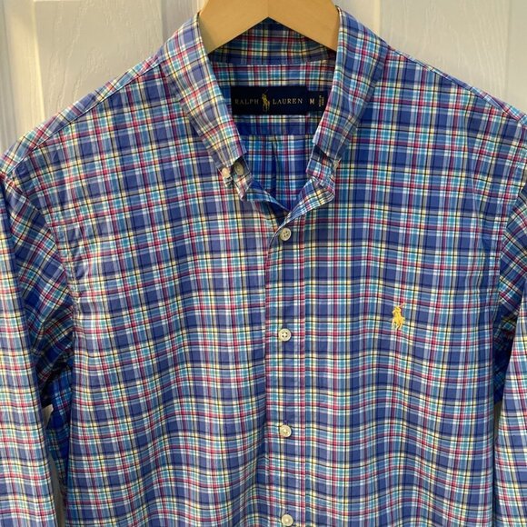 Ralph Lauren Multi Colored Plaid Long Sleeve Button Down Shirt Size Medium - Picture 2 of 5